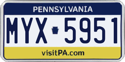 PA license plate MYX5951