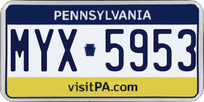 PA license plate MYX5953