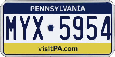 PA license plate MYX5954