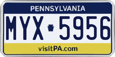 PA license plate MYX5956