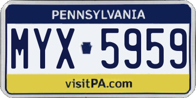PA license plate MYX5959