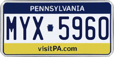 PA license plate MYX5960