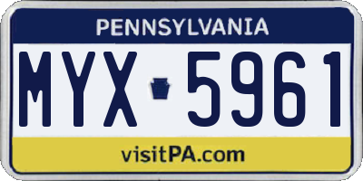 PA license plate MYX5961