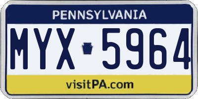 PA license plate MYX5964