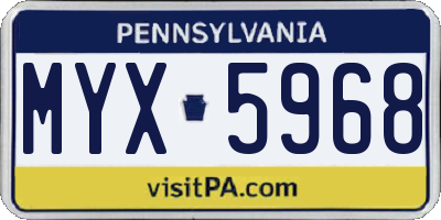 PA license plate MYX5968