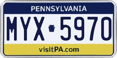 PA license plate MYX5970