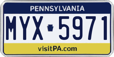 PA license plate MYX5971