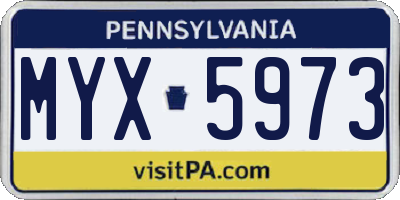PA license plate MYX5973