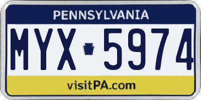 PA license plate MYX5974