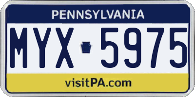PA license plate MYX5975