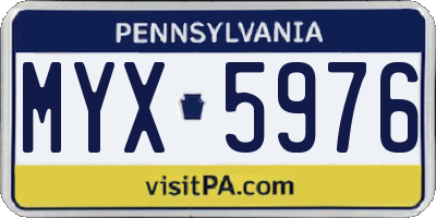 PA license plate MYX5976
