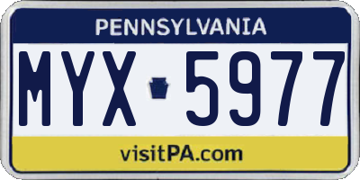 PA license plate MYX5977
