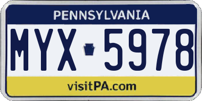 PA license plate MYX5978