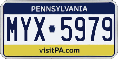 PA license plate MYX5979