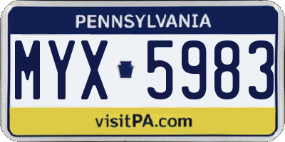 PA license plate MYX5983