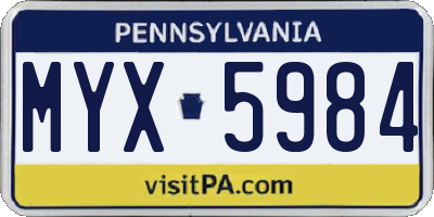 PA license plate MYX5984