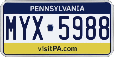 PA license plate MYX5988