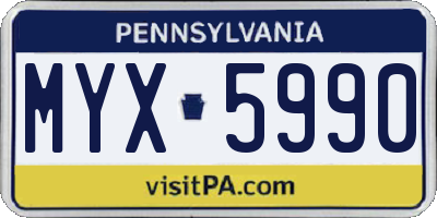 PA license plate MYX5990