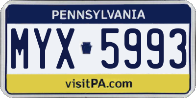 PA license plate MYX5993