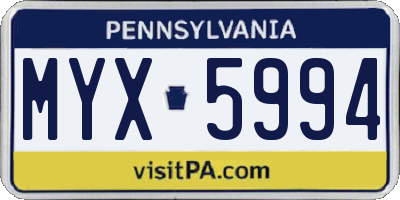 PA license plate MYX5994
