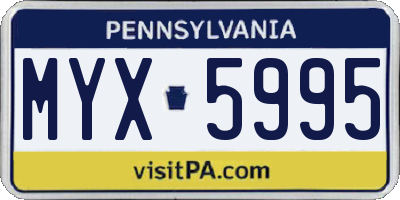 PA license plate MYX5995
