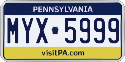 PA license plate MYX5999