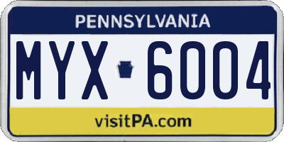 PA license plate MYX6004