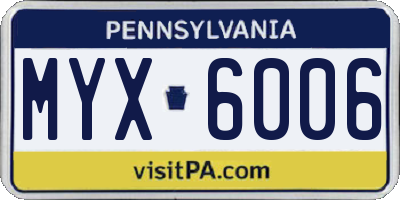 PA license plate MYX6006