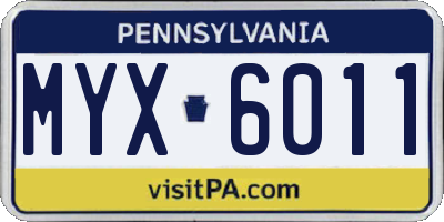 PA license plate MYX6011