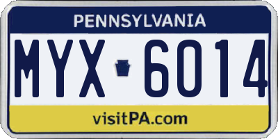 PA license plate MYX6014
