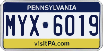 PA license plate MYX6019