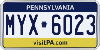 PA license plate MYX6023