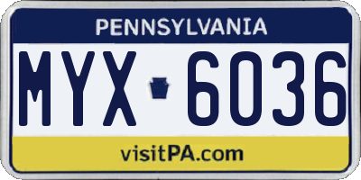 PA license plate MYX6036