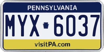 PA license plate MYX6037