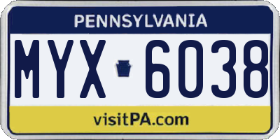 PA license plate MYX6038
