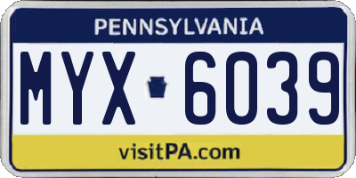 PA license plate MYX6039
