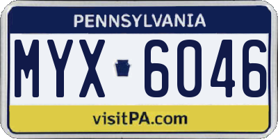 PA license plate MYX6046