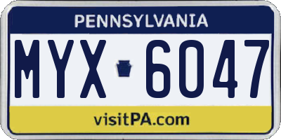 PA license plate MYX6047