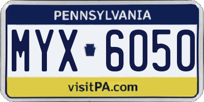 PA license plate MYX6050
