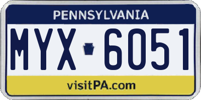 PA license plate MYX6051