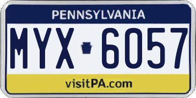PA license plate MYX6057