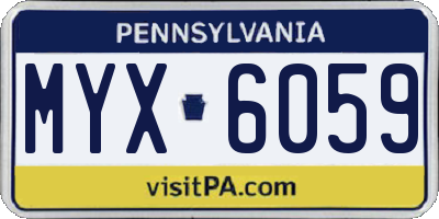 PA license plate MYX6059