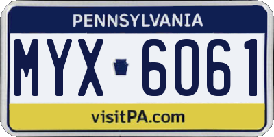 PA license plate MYX6061