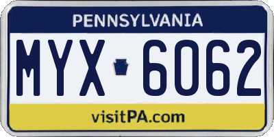 PA license plate MYX6062