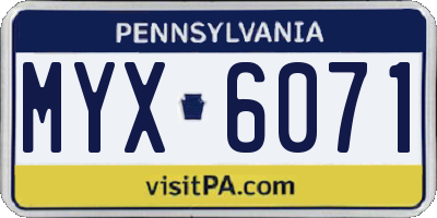 PA license plate MYX6071