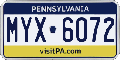 PA license plate MYX6072