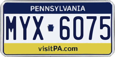 PA license plate MYX6075