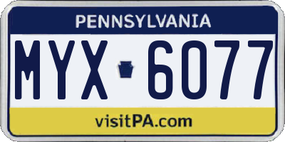 PA license plate MYX6077