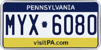PA license plate MYX6080