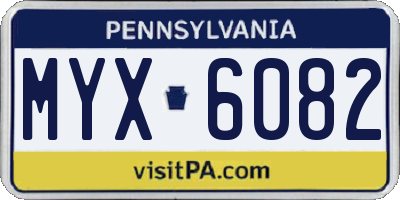 PA license plate MYX6082